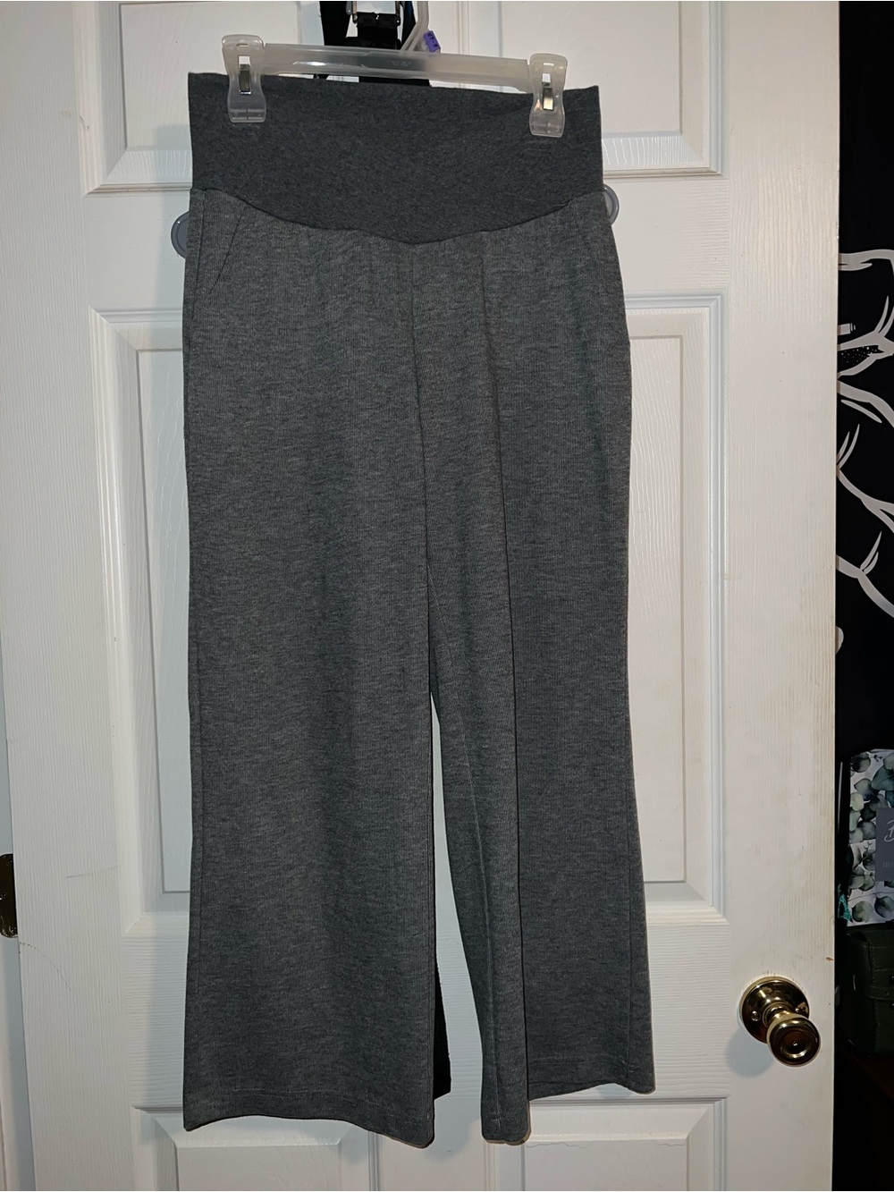 Amazon Women's Gray Wide-Leg Knit Maternity Pants